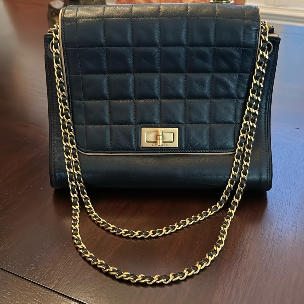 Chanel Accordion Small Black Chocolate Bar Bag